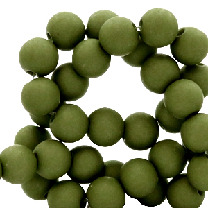 Acryl kralen 6mm dusty olive green, 10 gram
